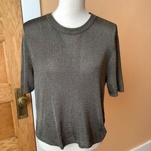 H&M Khaki Metallic Knit Top Size M